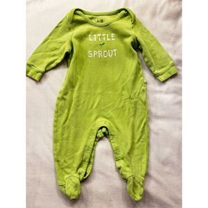 JCPenney Unisex Green Footed Onesie 3-6 Months